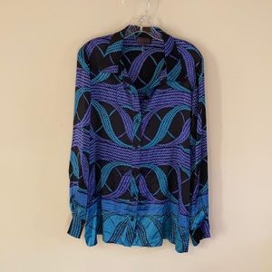 Hale Bob 94% silk pattern blouse.